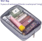 Remobia Hicol TSA Approved 5-Piece Diaper Bag Organizer Pouch Set Clear Waterproof TPU Kids Toiletry Storage Set Travel Packing Clutch Cube Bags for Baby Nursing (Dark Gray)