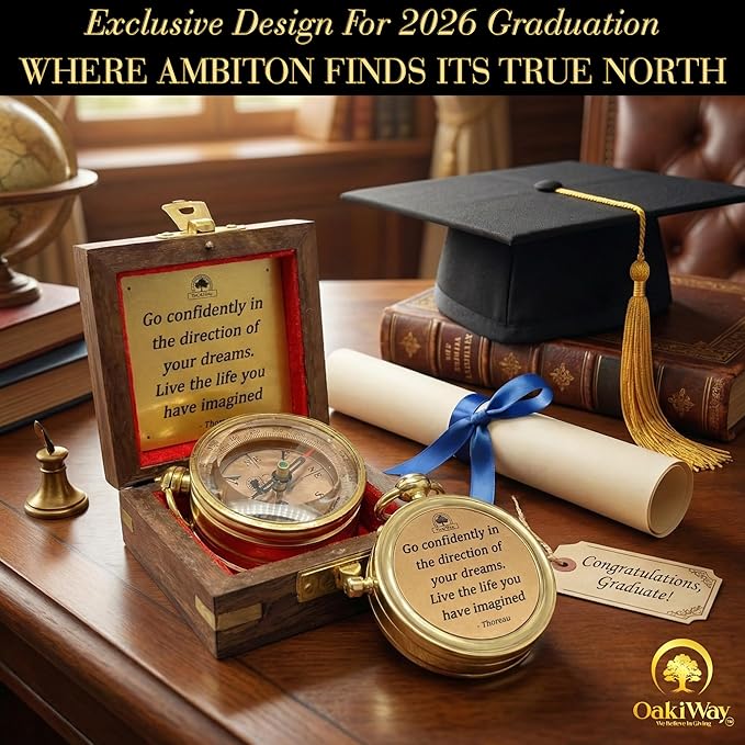 The Dream Chaser Compass - Go Confidently -2026 Unique Graduation Gifts for Him, College, High School, Cool Birthday Gift Idea for Son, Boys, Motivational Greeting Card Included