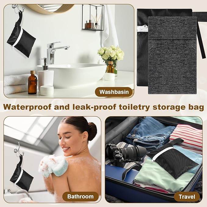 Reallnaive 4 Sets Travel Soap Bar Bag Quick Dry Waterproof & Leakproof Soap Dish Case with Foaming Nets Multifunctional Toiletry Shower Gym Essentials Pouch for Camping Enthusiasts(Black)