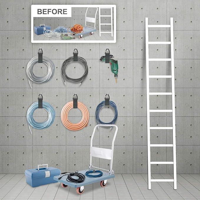 ZTSXLLIM Extension Cord Holder Organizer(4 Pack XL), Hose Hanger for Garage Organization and Storage, 16-Inch Heavy Duty Storage Straps, Garage Gadgets for Men