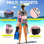 HOHOM Swim Mesh Beach Bag, Waterproof Gym Bags for Women and Men, Large Pool Bag Swimming Gear Drawstring Backpack