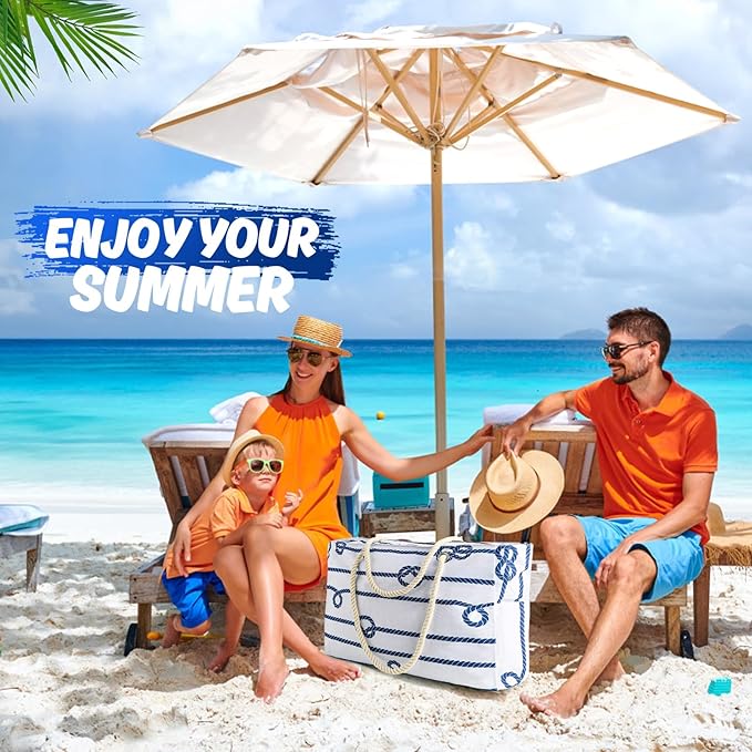SRISE Large Beach Bag for Women & Men, Beach Bags Waterproof Sandproof, Travel Tote Bag, Swim Pool Bag for Family Outdoor