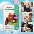 Magnetic Blocks Travel Magnetic Building Blocks Cubes - 100 PCS Tin Box Magnet Toys Set STEM Educational Stacking for Kids Ages 3 4 5 6 7 8 9 10 11 12 Year Old Boys Girls Birthday Christmas