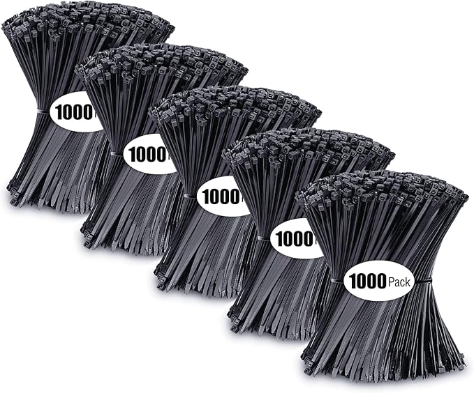Zip Ties 4 inch, Small Zip Ties with 18 lb Tensile Strength, Black, 5000 Pack, by Tantti Supply
