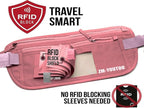 Money Belt for Travel - Hidden Travel Pouch Protect Your Credit and Money With RFID Blocking Passport Holder Waist Wallet (Pink)