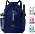 Drawstring Gym Backpack, Sports Bag with Adjustable Shoulder Straps, Cinch Sack for Fitness, Swimming, Travel (Navy)