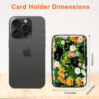 Mayski Credit Card Holder, RFID Blocking, Aluminum Alloy Hard Case, Small Mini Business Metal Wallet for Women Men, Black Cat Flower