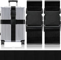Slohif Luggage Straps for Suitcases Travel Belt Accessories Luggage Connector Identifiers 2 Pack Over Handle with Buckle Unique Nylon Adjustable Strap for Sleeping Bag Car Seat Black