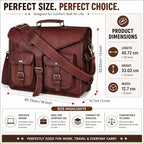 DHK Laptop Messenger Bag 17.6 Inch, Tocode Water Resistant Vintage Canvas Leather Shoulder Bag, Durable Computer Bags Business Briefcases Satchel Bag Work Bags for Men and Women, Coffee (brown)