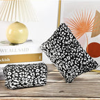 SOIDRAM 2 Pieces Leopard Print Makeup Bag Large Cosmetic Bag Capacity Canvas Mix Travel Toiletry Bag Organizer Cute Makeup Brushes Aesthetic Accessories Storage Bag for Women, Leopard Print Mix Black