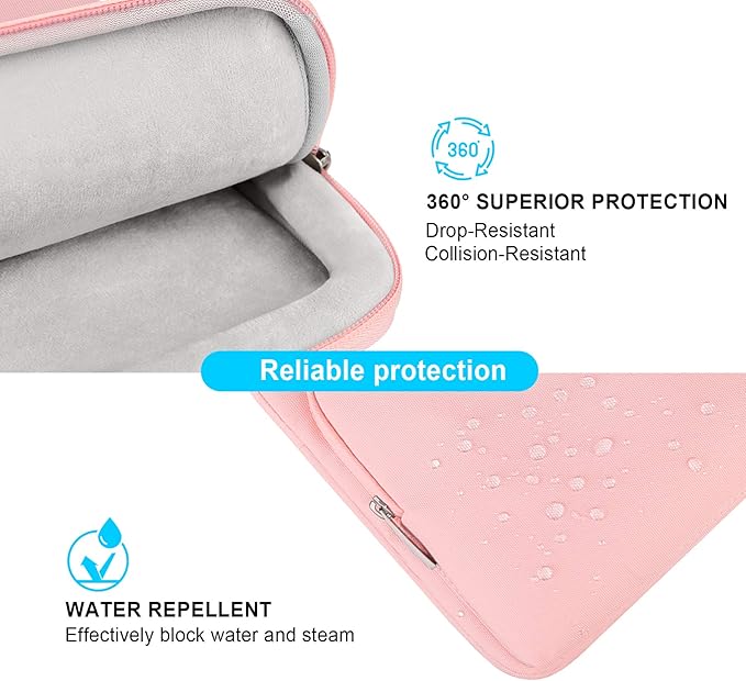 Lacdo 360° Protective Laptop Shoulder Bag for 15 inch MacBook Air M5/A3448 (2026), M4 A3241 2025, M3 A3114, M2 A2941 2024-2023, 15 inch MacBook Pro A1990 A1707, Dell XPS 15 Computer Case Bag, Pink