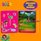 Dora Magnetic Playset, 75 Characters & Accessories, Reusable Storage Tin and Play Scene, Fun Toddler Toys, Mess Free Airplane Toy, Travel Games & Road Trip Essentials, 4 Year Old Girl Birthday Gifts