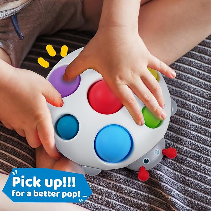 LiKee Fidget Popper Sensory Baby Toys for 10+ Months, Christmas Stocking Stuffers Push and Popping Busy Board, Montessori Toys for 1+ Years Old, Airplane Car Travel Toy for Toddlers 1-3 Stress Relief