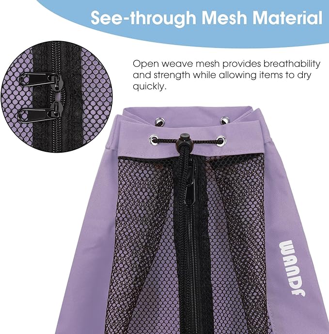 WANDF Swim Bag Mesh Drawstring Backpack Beach Backpack for Swimming, Gym, and Workout Gear
