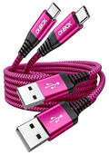 USB C Cable 60W Fast Charging [2 Pack 3FT], USB A to USB C Cable for CarPlay, USB to Type C iPhone Charger Durable Braided USBC Cord for iPhone 17/16/15/Pro Max, Samsung Galaxy S23 and More-Rose Red