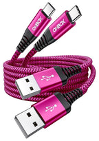 USB C Cable 60W Fast Charging [2 Pack 3FT], USB A to USB C Cable for CarPlay, USB to Type C iPhone Charger Durable Braided USBC Cord for iPhone 17/16/15/Pro Max, Samsung Galaxy S23 and More-Rose Red