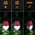EverBrite Rechargeable Camping Light, Portable Tent Lantern,3 Lighting Modes, Hanging Tent Light Bulbs with Clip Hook for Hiking, Fishing, Backpacking, Emergency and More-Pink