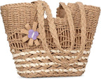 Trifabricy Beach Bags for Women, Summer Straw Bag, Woven Straw Beach Tote Bag Shoulder Handbags