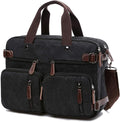 CROCOD 3 In 1 Canvas Convertible Laptop Bag for Men Women, 17.3 inch Laptop Messenger Bag Work Briefcase, Computer Shoulder Bag for Travel Business Office (17.3 Inch, Black) | 3 In 1, Multi-pocket