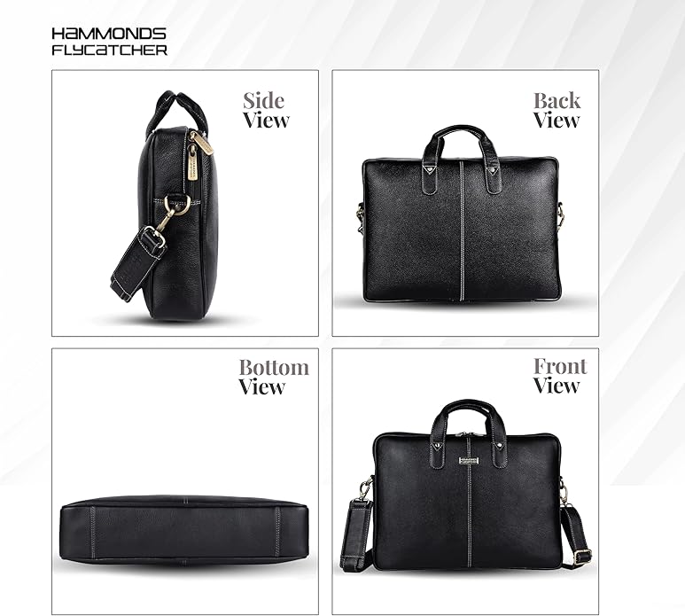 HAMMONDS FLYCATCHER Genuine Leather Laptop Bag for Men, Padded 15.6" Laptop Sleeve, Leather Messenger Bag for Men Briefcases