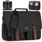 RAINSMORE Messenger Bag for Men 15.6-17.3 Inch Laptop Bag Water-resistant Canvas Briefcase Computer Satchel for Work College