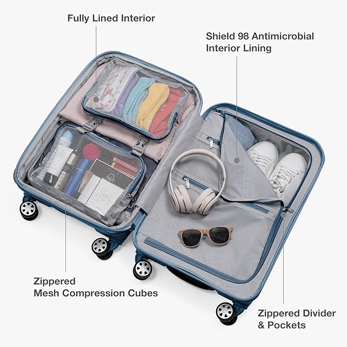Traveler's Choice Pagosa Hardshell Expandable Luggage with Spinner Wheels, Slate Blue, 30-Inch Large