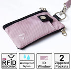 CHENSPRX Minimalist RFID Blocking Small Wallet with ID Window,WaterResistant Zip Id Case Wallet with Lanyard Keychain for Cards,Cash,Travel,Women,Men