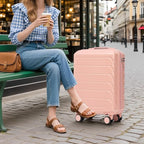 Kids Luggage Sets for Girls, 2 Piece Luggage Set, 20 Inch Rotating Wheel Suitcase with 14 Inch Cosmetic Case, Lightweight Hardshell Suitcase with 360° Spinner Wheels for Travel (Pink)