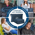 BEDELITE Travel Blanket with Bag, Ultra-Soft Jacquard Fleece Blanket with Luggage Sleeve & Backpack Clip, Airplane Blanket Travel Essentials, Navy