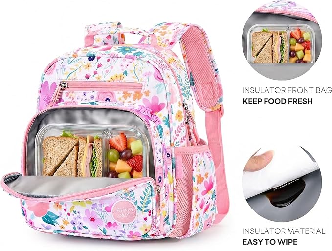 mibasies Toddler Backpack for Girls 2-4: Preschool Kindergarten Backpack - Cute Kids Backpacks for Girls - Flower Pink