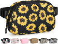 Pritent Fanny Packs for Women Cross Body Bag Waterproof Belt Bag with Adjustable Strap and Zipper Back Pocket Small Crossbody Bags Fashion Waist Packs for Workout Travelling(Sunflower)