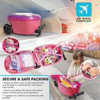 KIDDIETOTES Ride-On Scooter Suitcase for Kids – Hardside Lightweight Carry-On Luggage with Foldable Scooter, LED Wheels, Travel Fun for Toddlers & Children
