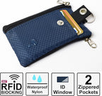 CHENSPRX Minimalist RFID Blocking Small Wallet with ID Window,WaterResistant Zip Id Case Wallet with Lanyard Keychain for Cards,Cash,Travel,Women,Men