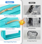 PACKISM Clear Makeup Bag - TSA Approved Toiletry Bag for Carry-on & Checked Luggage, Water Resistant Car Storage Organizer with Reinforced Seams