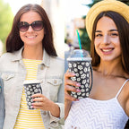 KJQJLY 3 Pack Reusable Iced Coffee Sleeves for Iced Coffee Cups or Drinks Reusable Neoprene Insulated Sleeves for Hot and Cold Drinks from Starbucks, Dunkin, And More (Paw Prints)
