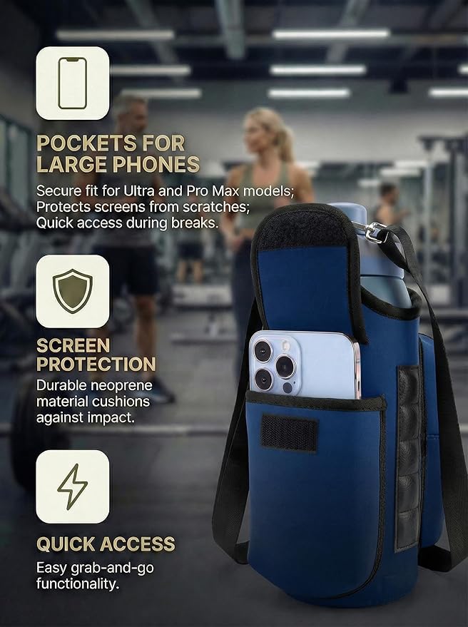 AUPET Magnetic Gym Bag for Men & Women, Small Gym Bag Organizer, Crossbody Magnets Gym Water Bottle Bag Holder Carrier Fits for 18-40oz Owala Yeti Hydro Flask, Workout Pouch for Phone, Keys & Wallet