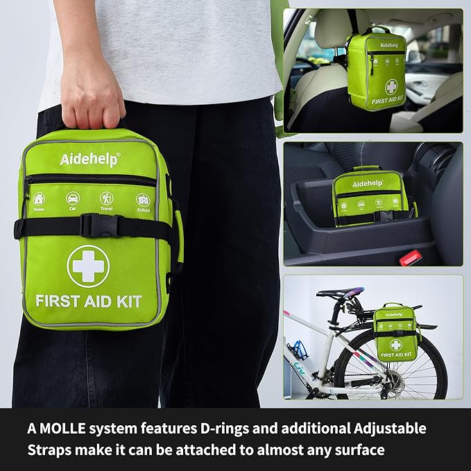 520 Pieces Premium First Aid Kit - Large Emergency Medical Kit for Survival, Car, Home, Travel, Camping, Backpack, Hiking, School (Green)