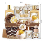Mother's Day Gifts Basket for Women, 15pcs Vanilla Coconut Bath Set with Shower Gel, Bubble Bath, Diffuser Oil, Scented Candle, Skin Care Kit Birthday Gift for Women