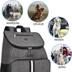 BAGLHER丨Dog Travel Bag, Airline Approved Pet Supplies Backpack, Dog Travel Backpack Accessories Set with 2 Silicone Collapsible Bowls and 2 Food Baskets, Gray