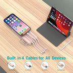 Portable Charger with Built in Cables,10000mAh Slim USB C Power Bank,5 Output 3 Input LED Display High Speed External Battery Pack Travel Phone Charger for iPhone Samsung Pixel LG Moto iPad,Pink