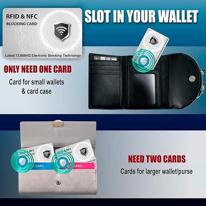 SaiTech IT 10 Pack RFID Blocking Card, Slim Protector for Entire Wallet, Purse, and Debit Credit Cards from NFC Contactless Theft for Men & Women - WG Silver