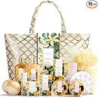 Spa Luxetique Gift Baskets for Women,15 Pcs Vanilla Spa Gifts for Women, Women's Gifts with Bubble Bath, Bath Salt, Bath Bombs, Mothers Day Gifts