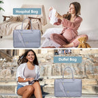 Travel Bag Weekender Bags for Women - Carry on Overnight Bag with Shoe Compartment Duffle Bag with Laptop Pocket Hospital Bag Grey