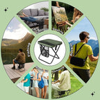 16" Portable Collapsible Stool - Folding Chair with Storage Pouch, Convertible Satchel for Hands-Free Carry & Supports 300Lbs, Ultralight for Hiking, Fishing, Camping, Festivals (Green, Large)