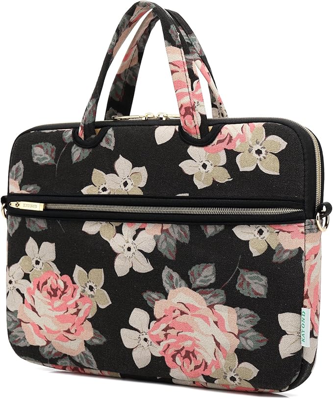 kayond Black Rose Patten water-resistant Laptop Shoulder Messenger Bag Case Sleeve for 15 Inch 15.6 Inch Laptop,Laptop Briefcase