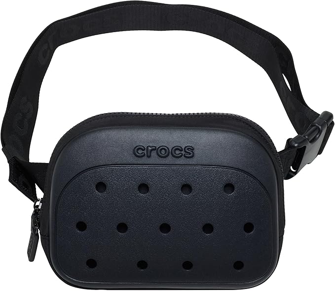 Crocs Classic Belt Waist Bag, Customizable Fanny Pack, Personalize with Jibbitz Charms, Black, One Size