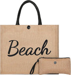 Trifabricy Beach Bag, Large Beach Bag for Women, Woven Straw Beach Tote Bag Waterproof, Weaving Swim Gym Shopping Travel Bag