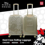FUL Disney Minnie Mouse 25 Inch Rolling Luggage, Textured Hardshell Suitcase with Wheels, Rose Gold