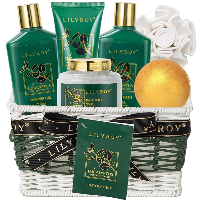 Gifts for Women & Men, Eucalyptus Mothers Day Gift Basket for Mom - Pampering Bath and Body Spa Gift Basket for Women & Men, Gift Set | Christmas, Birthday, Fathers Day, Valentines Day, Perfect Gift