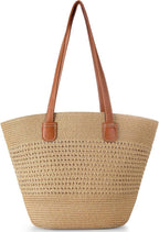 Trifabricy Beach Bags for Women, Large Beach Bag, Woven Straw Tote Bags Waterproof, Weaving Swim Shopping Travel Bag